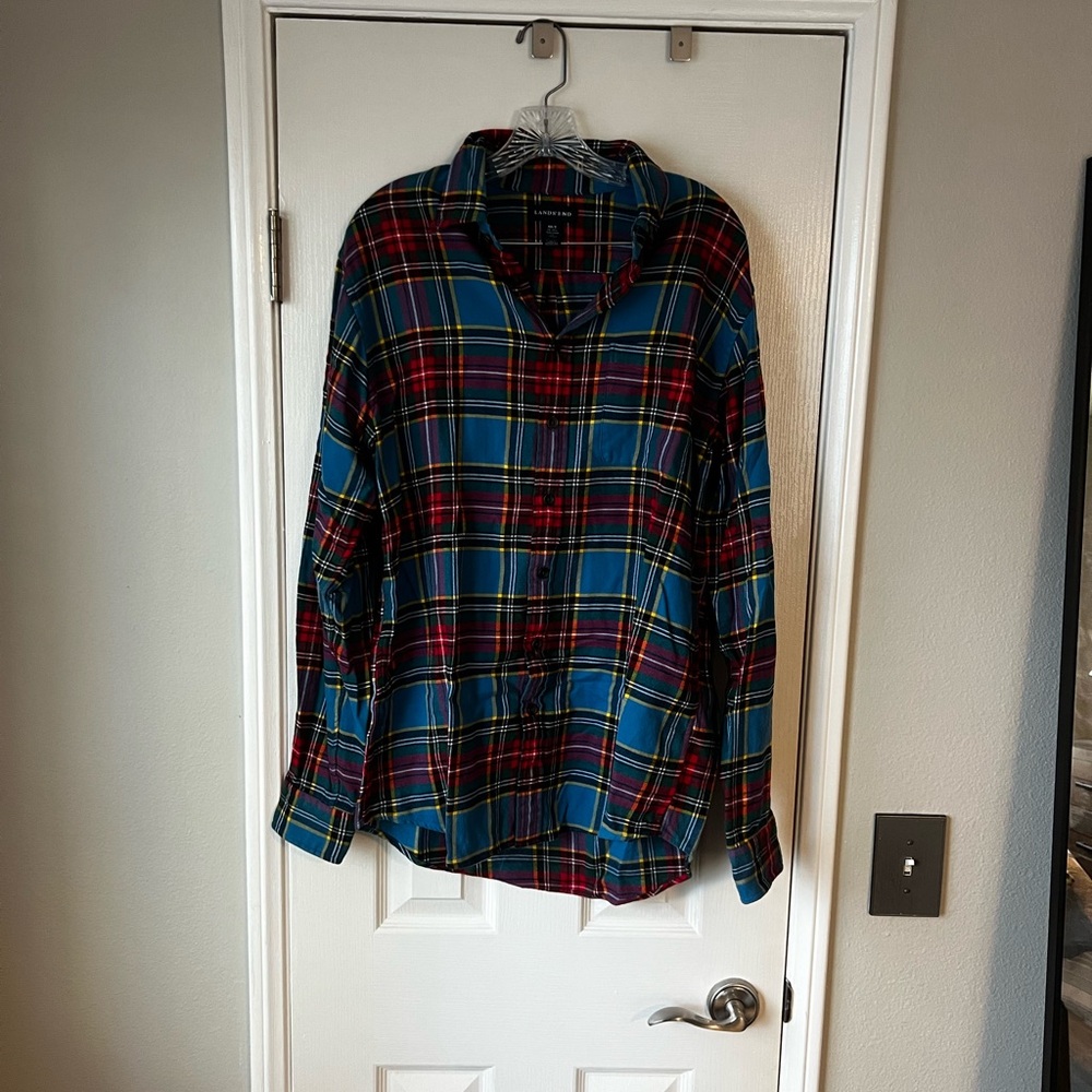 Lands' End Vibrant Plaid Shirt